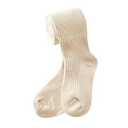 Hessimy Girls Socks Kids Girls' Tights Cotton Cable Knit Footed Leggings Pantyhose Stockings(Z04-Beige,2-4 Years)